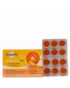 Juanola Própolis con Miel Altea y Vitamina C 24 Pastillas de Goma Sabor a Naranja