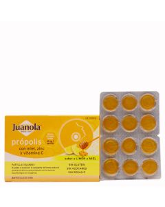 Juanola Própolis con Miel, Zinc y Vitamina C, Sabor a Limón y Miel 24 pastllas blandas