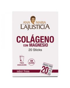 Ana María Lajusticia Colágeno con Magnesio Sabor Fresa 20 Sticks Envase para 20 Días
