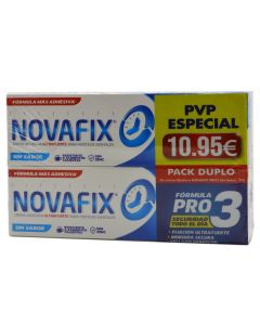Novafix Pro 3 Crema Prótesis Dental Ultrafuerte Sin Sabor 50g x 2 Pack Duplo