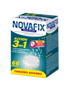 Novafix Tabletas Limpiadoras Prótesis y Ort Triple Acción 66uds+Regalo