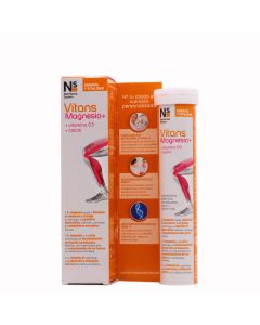 NS Vitans Magnesio + Vitamina D3 + Calcio 15 Comprimidos Efervescentes Sabor Naranja