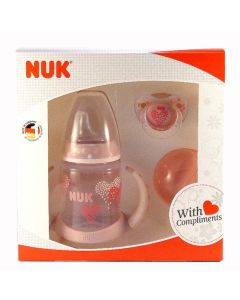 Nuk Set Girl Biberon Entrena+Chupete Rosa 6-18m