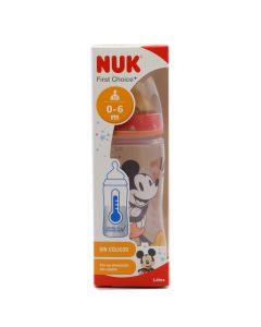 Nuk Biberón Tetina Látex M Control de Temperatura Mickey 0-6m 300ml