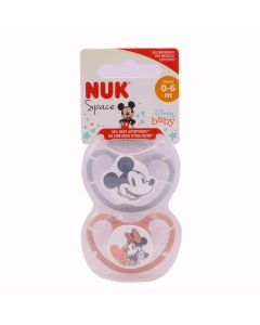 Nuk Space Chupete Silicona Mickey  0-6m Pack 2 Chupetes Gris Rojo