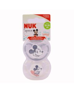 Nuk Space Chupete Silicona Mickey 18-36m Pack 2 Chupetes Gris Blanco Disney Baby