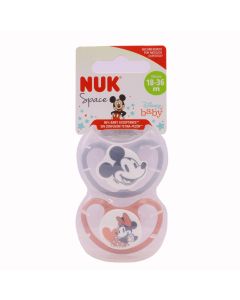 Nuk Space Chupete Mickey 18-36m Pack 2 Chupetes Gris y Rosa 