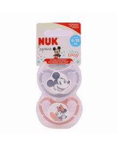 Nuk Space Chupete Silicona Mickey 6-18m Pack 2 Chupetes Gris Rojo Disney Baby