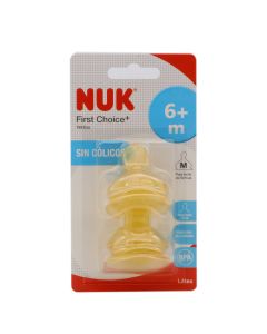 Nuk First Choice+ Tetina de Látex Tamaño 2 Orificio M 6+m 2 Tetinas