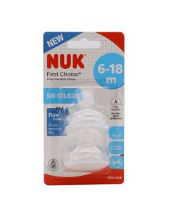 Nuk First Choice+ Tetina de Silicona T2 Orificio L 6-18m 2 Tetinas