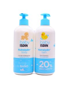 Nutraisdin Body Loción Hidratante Corporal+Bath Gel Champú Pack Rutina de Baño Baby Isdin