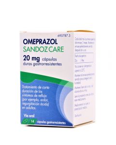 Omeprazol Sandoz Care 20 mg 14 Cápsulas Duras Gastrorresistentes Frasco