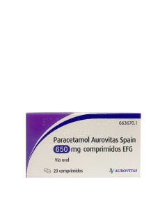 Paracetamol Aurovitas 650mg 20 Comprimidos