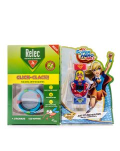 Relec Pulsera Antimosquitos Click-Clack Reloj Supergirl+ 2 Recargas