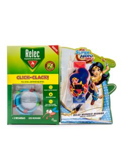Relec Pulsera Antimosquitos Click-Clack Reloj Wonder Woman+ 2 Recargas