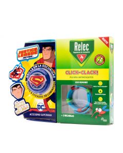 Relec Pulsera Antimosquitos Click-Clack Superman+2 Recargas 