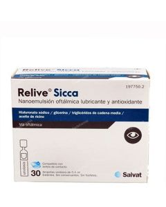 Relive Sicca Nanoemulsión Oftámica Lubricante y Antioxidante 30 Ampollas Unidosis