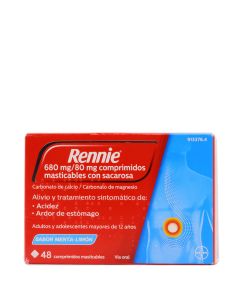 Rennie Sabor Menta Limón 48 Comprimidos Masticables con Sacarosa