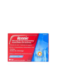 Rennie Sabor Menta Limón 48 Comprimidos Masticables con Sacarosa