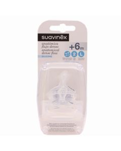 Suavinex Tetina Silicona Anatómica Flujo L T-2 +6M Pack 2 Tetinas