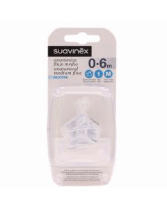 Suavinex Tetina Silicona Anatómica Flujo M T-1 0-6M Pack 2 Tetinas