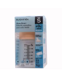 Suavinex Zero Zero Biberón AntiCólico Tetina Silicona Talla U Flujo S 180ml +0m