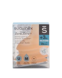 Suavinex Zero Zero Tetina Silicona Flujo M +3m 2 Tetinas