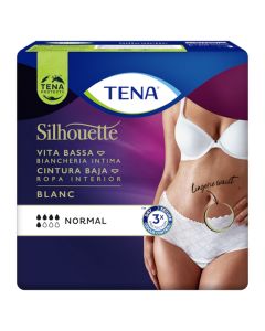 Tena Silhouette Normal Cintura Baja Blanca Talla M 12 Braguitas para Pérdidas de Orina