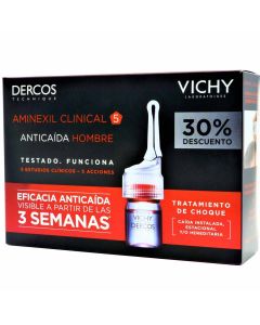 Vichy Dercos Aminexil Clinical 5 Hombre Anticaída 21 Ampollas Monodosis 30%Dto