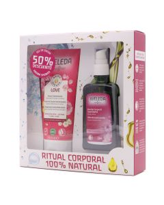 Weleda aceite corporal suavizante Rosa Mosqueta+ gel de ducha Love Pack